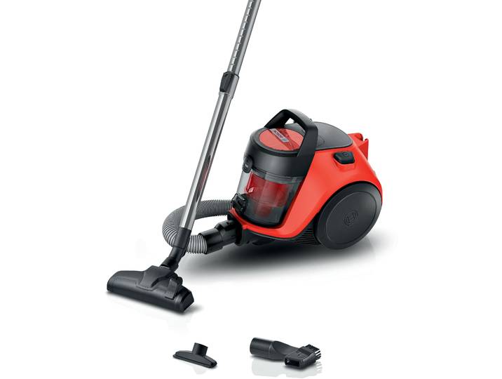 BOSCH Bodenstaubsauger Serie 2 BGS05LRD2, Hygiene-Filter, kompakt, platzsparend, leicht , rot, B:26,8cm H:31,4cm T:38,1cm, Bodenstaubsauger, hohe Saugkraft, 2in1 Möbel- und Fugendüse, Polsterdüse, 700 W, rot, Bodenstaubsauger