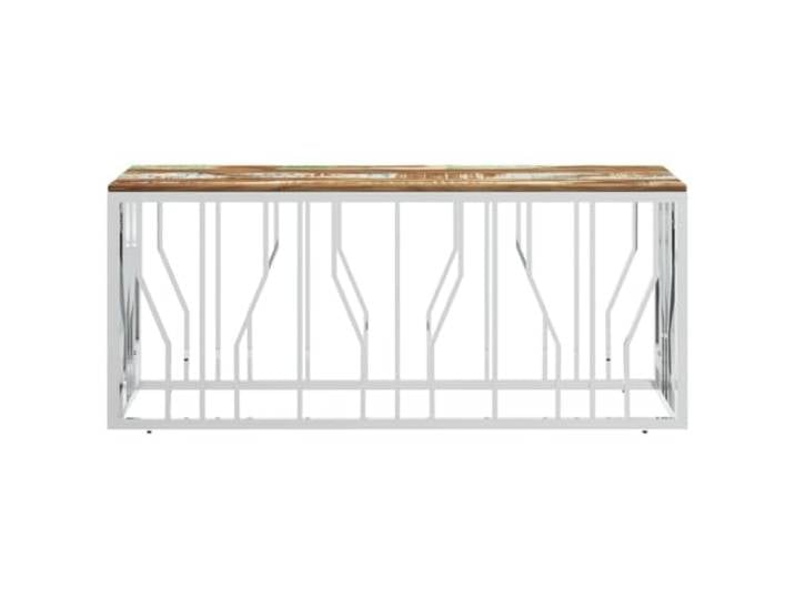 KTHLBRH Couchtisch Silber Edelstahl Holz Recupero 110 x 45 x 45 cm Modernes Design, robuste Oberfläche, schmutzabweisend, leicht zu reinigen, handgefertigtes Unikat