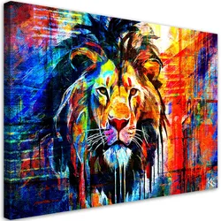 LEINWANDBILD Bunter Löwe Abstraktion 120x80cm