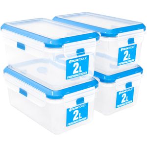 ATHLON-TOOLS Frischhaltedose C4120, aus Kunststoff, 2 Liter, transparent, luftdicht, Set, 4 Stück