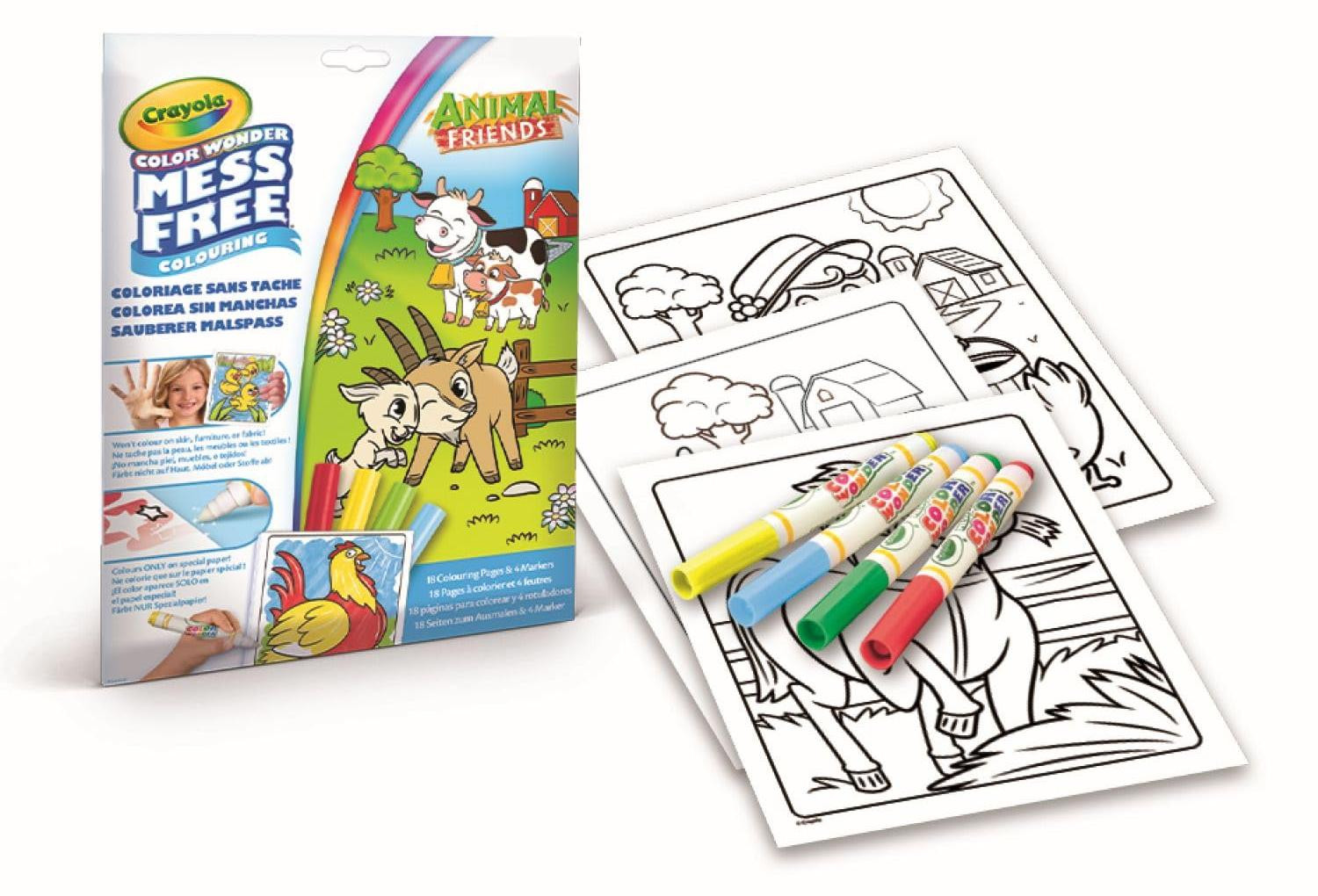 Crayola Color Wonder Kleurset met 18 kleurplaten en 4 vlekbestendige viltstiften