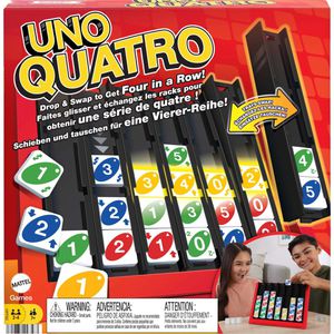Mattel Brettspiel HPF82, Uno Quatro, ab 7 Jahre, 2-4 Spieler