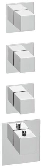 Herzbach Logic XL Fertigmontageset 11.523010.2.01 Universal-Thermostat-Modul, 4 eckige Armaturenblende, chrom