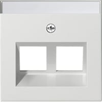 Abdeckung mit 30 Grad Schrägauslass und Beschriftungsfeld für Tragring Modular Jack 2fach weiß (glänzend), Retail