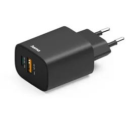 HAMA Schnellladegerät, USB-A(18W) + USB-C(30W), PD, schwarz