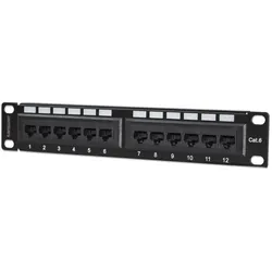 Intellinet 10" 12-Port Cat6 Patchpanel, UTP, 10", 1 HE, schwarz