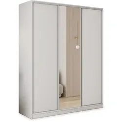 SCHWEBETÜRENSCHRANK TARI 150/205/58 cm 3-türig mit Spiegel und Schubladen Weiß