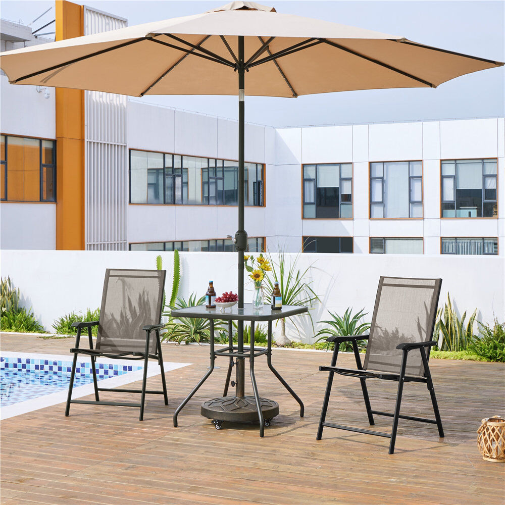 Yaheetech Foldable Outdoor Patio Dining Armchair Brown 93.5cm H X 54cm W X 57cm D