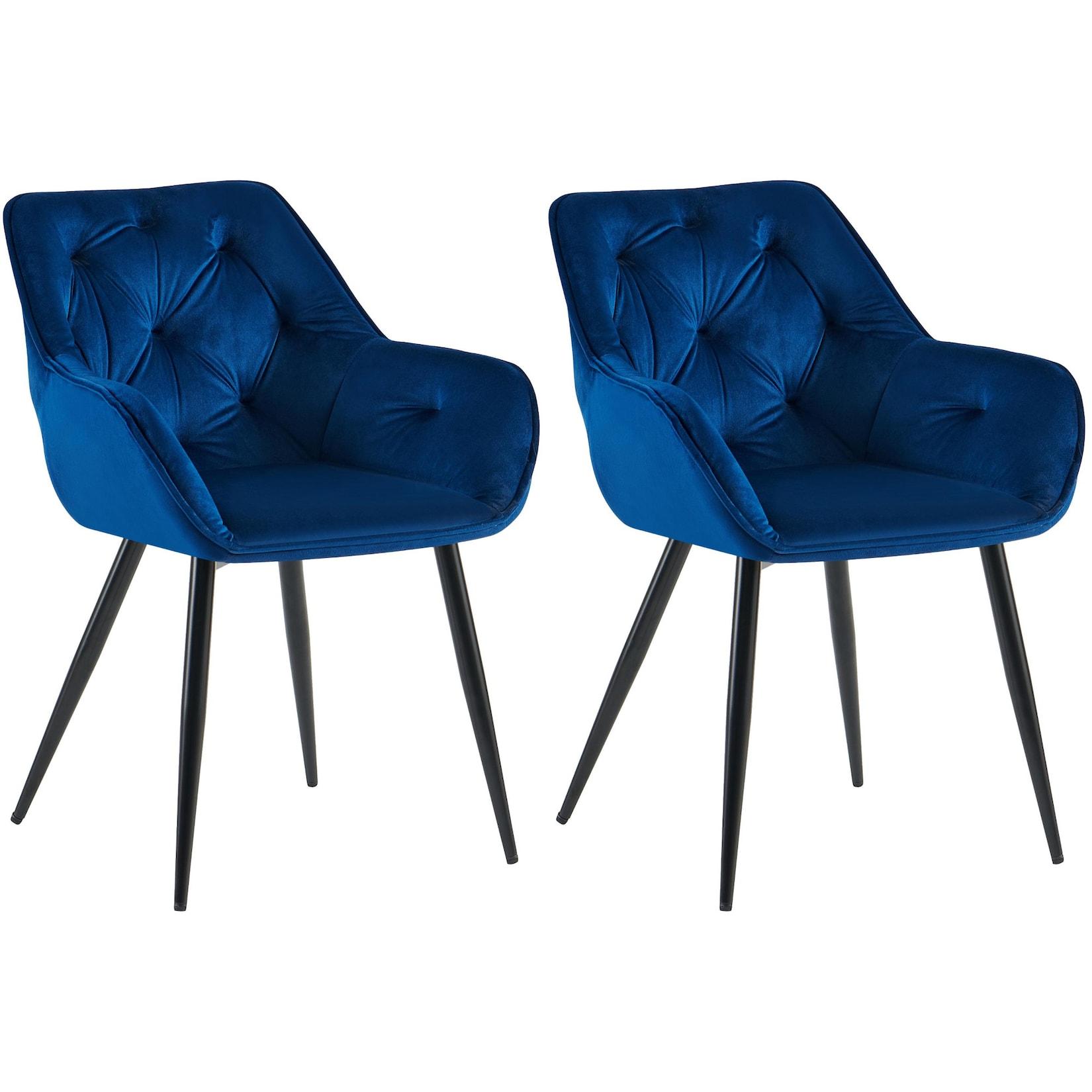 CLP 2er Set Esszimmerstühle Cassis - Farbe: blau, Material: Samt