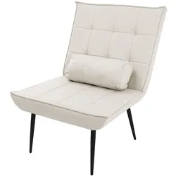 ML-Design Sessel Creme – Relaxsessel mit Lendenkissen, gepolstert, Metallbeine, Retro Lesesessel, ergonomischer Fernsehsessel fürs Wohnzimmer