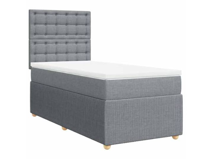 Makastle Boxspringbett mit Matratze Hellgrau 80x200 cm Taschenfederkernmatratze