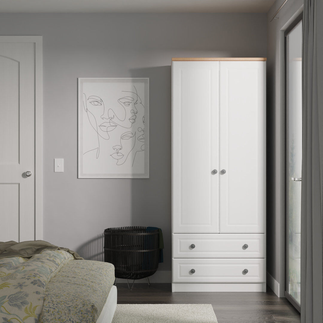 August Grove Arin Manufactured Wood Wardrobe White/Oak 74cm W X 53cm D