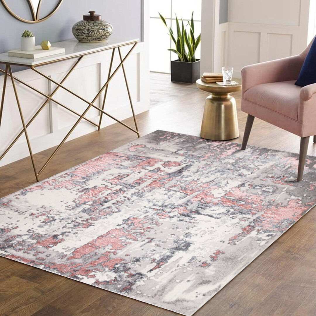 Rio Akosha Geometric Shapes Berber Indoor / Outdoor Area Rug Pink Rectangle 120 x 120cm
