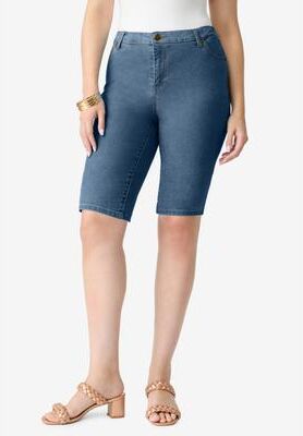 Plus Size Women's Plus Size 24/7 Bermuda Short by Denim 24/7 by Roamans in Medium Stonewash (Size 22 W)