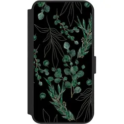 Nivocase Klapphülle für Samsung Galaxy S23+ Handyhülle aus Kunst Leder NIVOflip schwarz Blätter Natur (Samsung Galaxy S23+), Smartphone Hülle, Schwarz