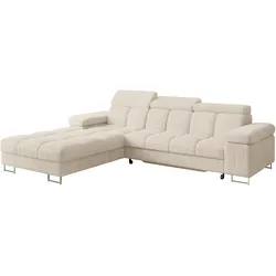 ECKSOFA mit Schlaffunktion Ottomane Links COMA L 271x203x79 Beige Cord