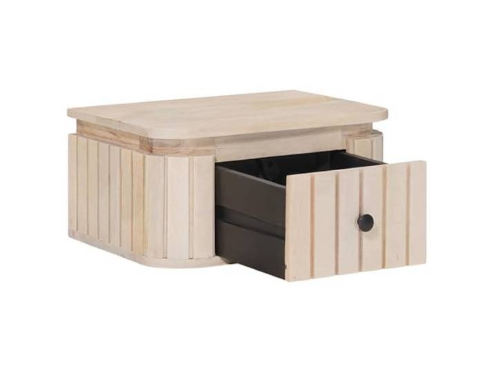 PUGYNBK Nachtschrank, Weiß, 40 x 30 x 20 cm Massives Griffholz, Wandmontage, handgeschnitzte Schublade, beige Finish