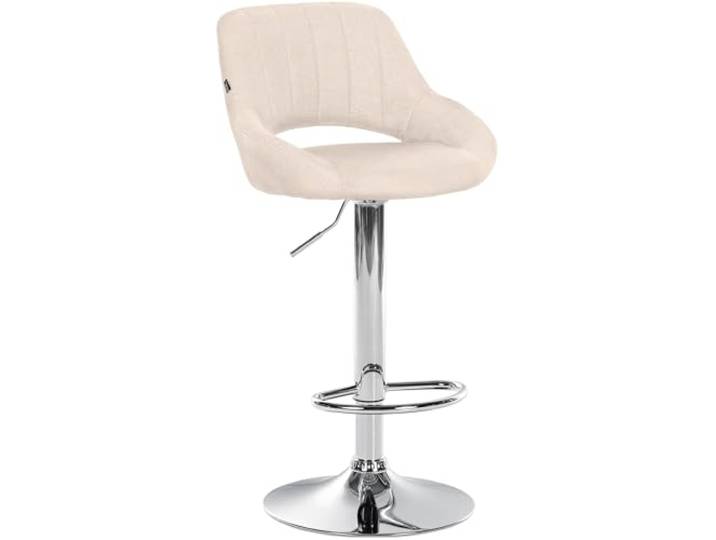 CLP Barhocker höhenverstellbar mit Lehne Milet, Barstuhl gepolstert Stoffbezug, Tresenstuhl mit Metallgestell drehbar Farbe Creme Gestell Farbe Chrom