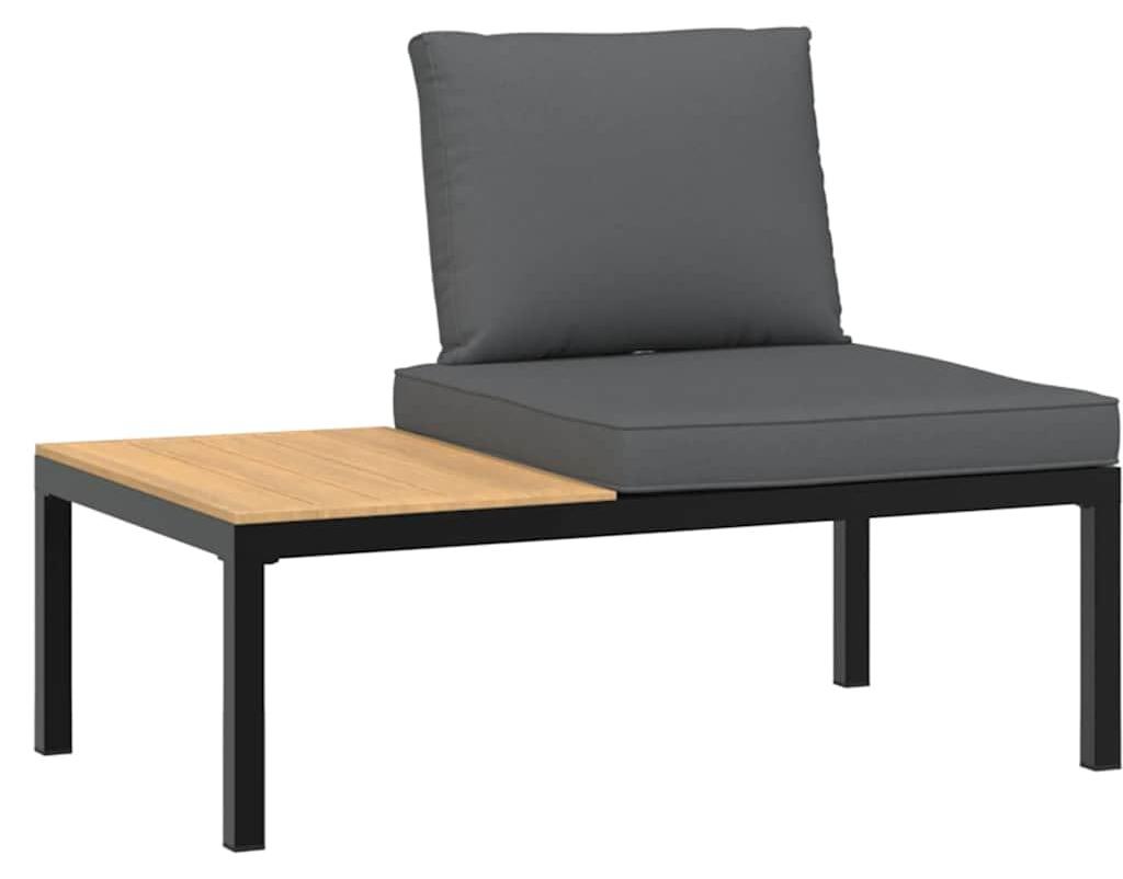 Gartenbank aus Aluminium, schwarz - 110x73x73 cm - Mit Beistelltisch - Gartenbank - Für Garten und Terrasse
