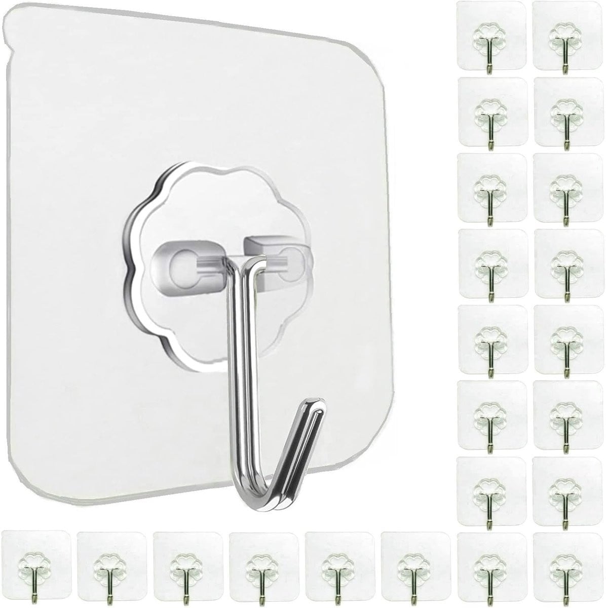Set van 24 zelfklevende waterdichte wandhaken in transparant voor badkamer, keuken en buiten
