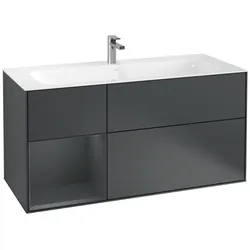 Villeroy und Boch Finion Waschtischunterschrank F060HGHG 119,6x59,1cm, Regal links Midnight Blue Matt Lacquer, Midnight Blue Matt Lacquer