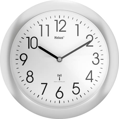 Mebus 52451 Funk Wanduhr 25cm x 40mm Silber