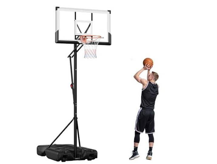 VEVOR tragbarer Basketballständer max. 3,05 m höhenverstellbarer Basketballkorb (Lift-Design), Basketballanlage mit Rollen & 1371,6 mm PC-Rückwand, Basketballkorbsystem Backboard-Set für Terrassen