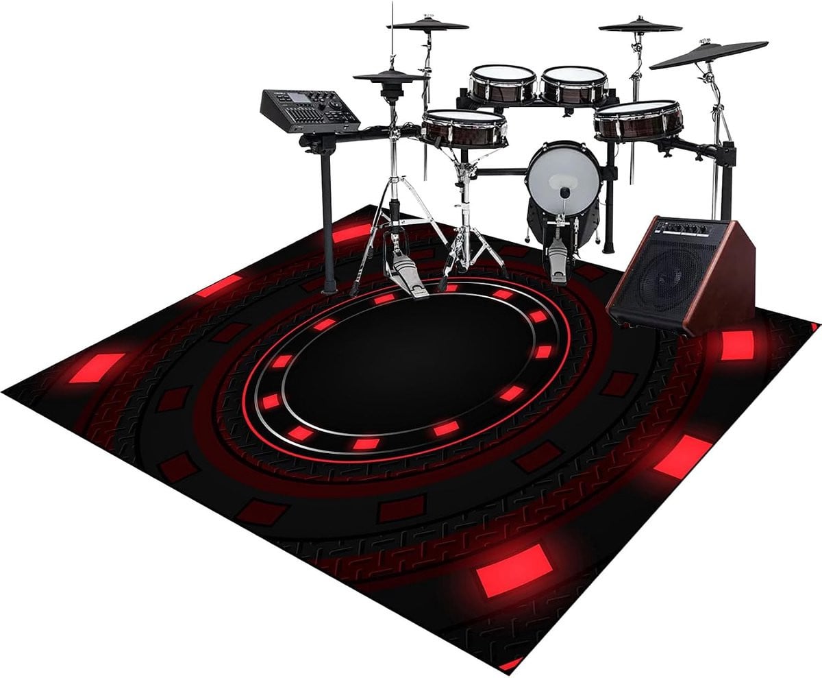 Zwarte geluiddichte drummat met antislip rubberen achterkant, 140 x 90 cm