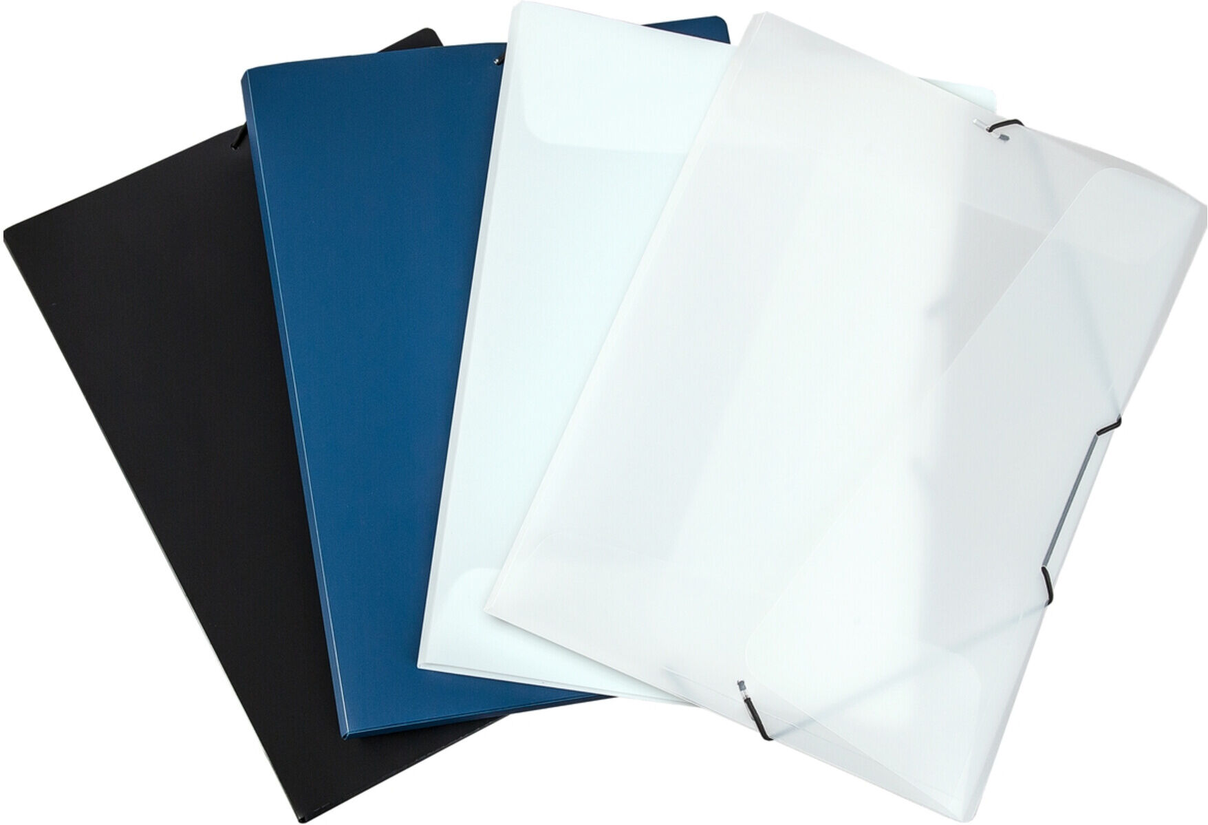 Eichner PP-Collegemappen A4 + 3 Flügelklappen und Eckspann-Gummi schwarz (9038-00740)