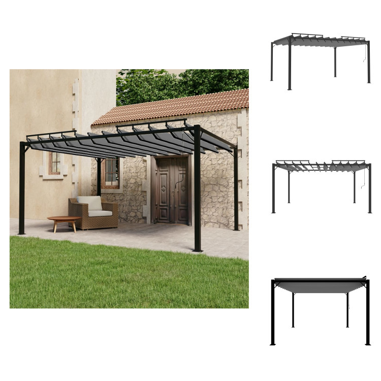 vidaXL Pavillon mit Lamellendach 3x4 m Anthrazit Stoff und Aluminium - Pavillons & Partyzelte