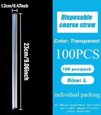 Uplift Essentials 100 Piece Individually Packaged Straws Transparent Disposable Drinking Set l