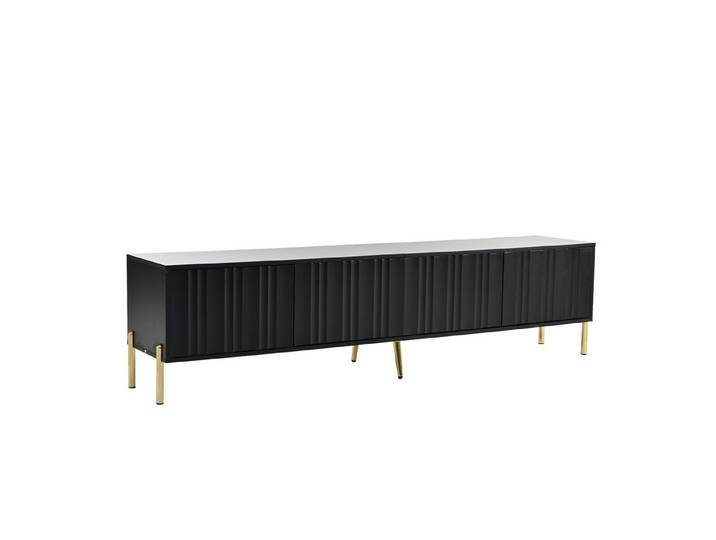 MC Star TV-Ständer Schwarzes, 190cmx38cmx48cm, goldene Tischbeine