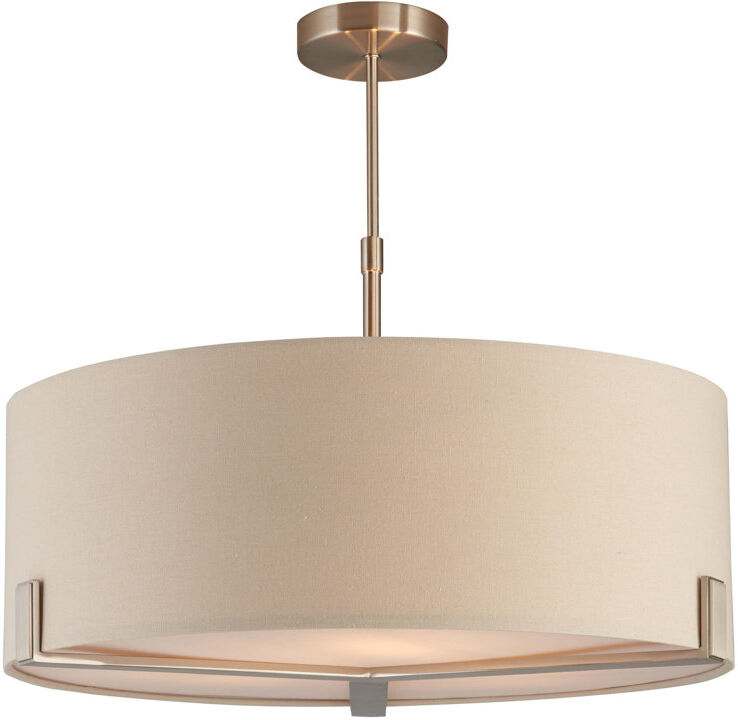 Wade Logan Abercrombie 3 - Light Satin Nickel/Grey Fabric Drum Pendant Satin Nickel/Grey Fabric 20cm H X 56.6cm W X 20cm D