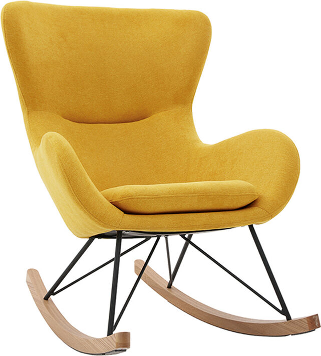 Miliboo Design-Schaukelstuhl Samteffekt senfgelb ESKUA