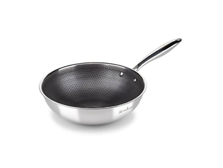 ROSMARINO HexaPro 3.0 28 cm Edelstahl-Wok - Hochwertige Antihaftbeschichtung, backofenfest - Ideal für vielseitiges Kochen