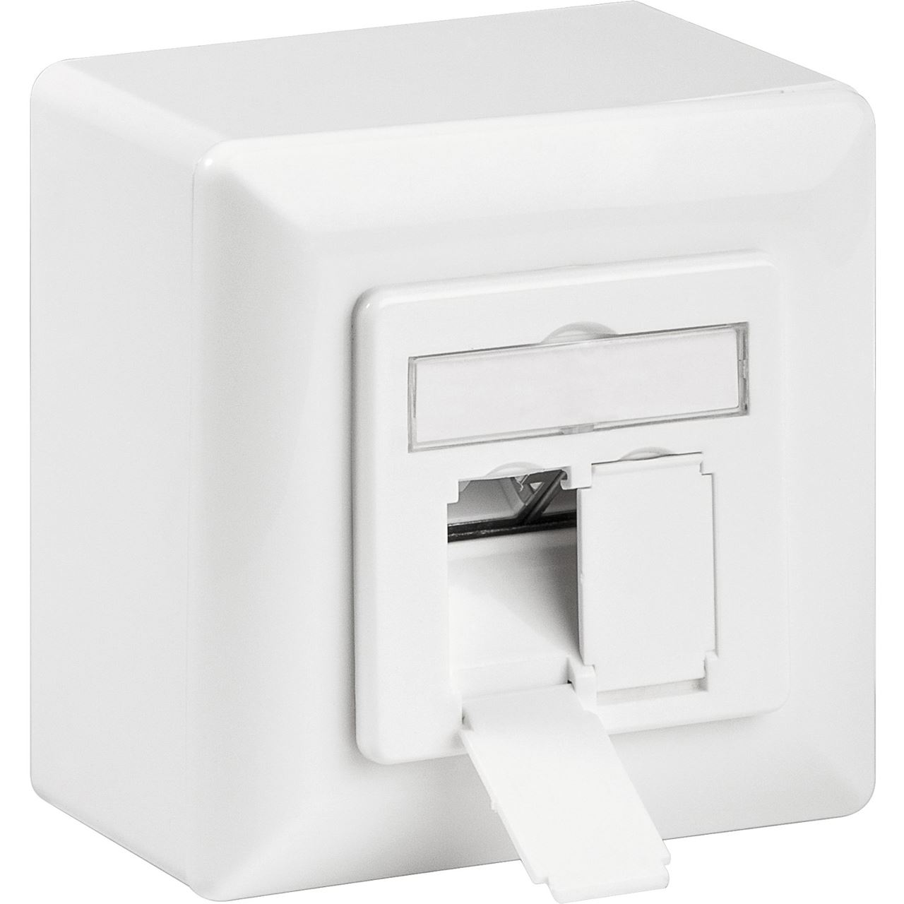Goobay CAT.6 Universaldose inkl. Aufputzmontage-Rahmen (weiß, 2x RJ-45 Buchse)