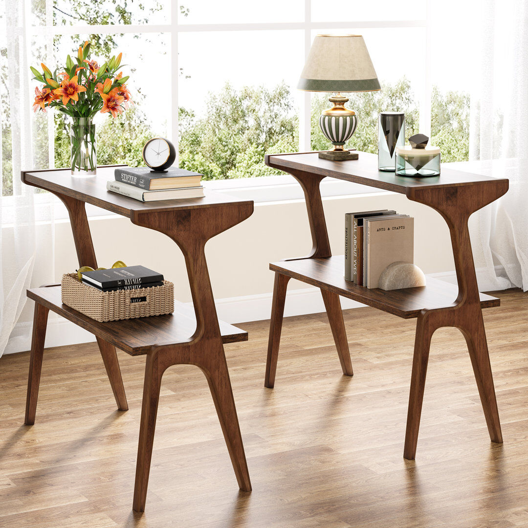 Blue Elephant Side Table Rustic Brown 67cm H X 70cm W X 30cm D