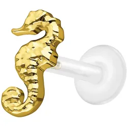PTFE Labret mit Innengewinde + Titan-Aufsatz SEEPFERDCHEN