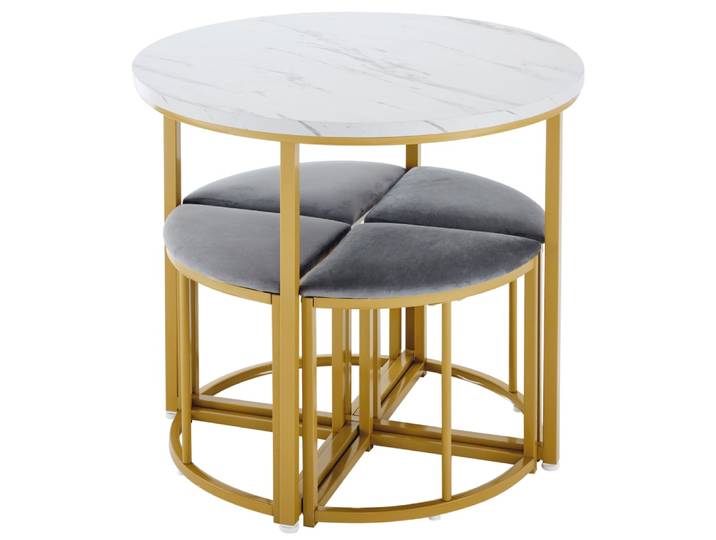 Ensemble table de salle à manger avec 4 chaises grises