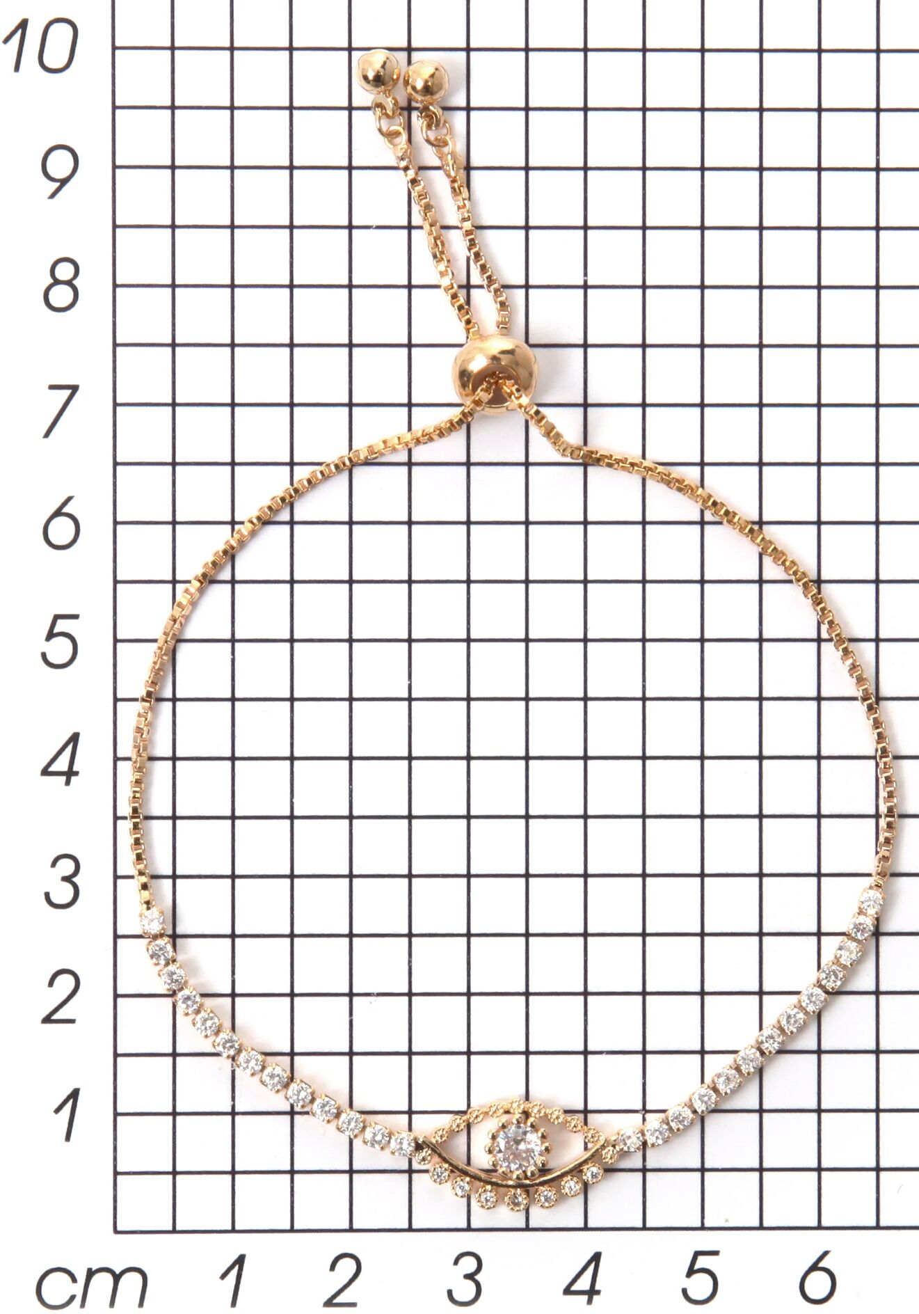 Armband FIRETTI "magisches Auge", gold (gelbgoldfarben, weiß, weiß), Armbänder, Damen, 24cm, Metall, Armband, mit Strassteinen gelbgoldfarben, weiß, weiß 24cm, Metall
