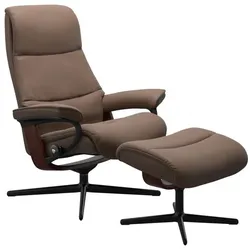 Stressless Sessel mit Hocker View Cross Leder Braun Batick Mole M (Medium)