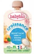 Babybio Croissance Brassé Vache Banane Abricot Avoine 6 Mois et + Bio 100 g - Gourde 100 g