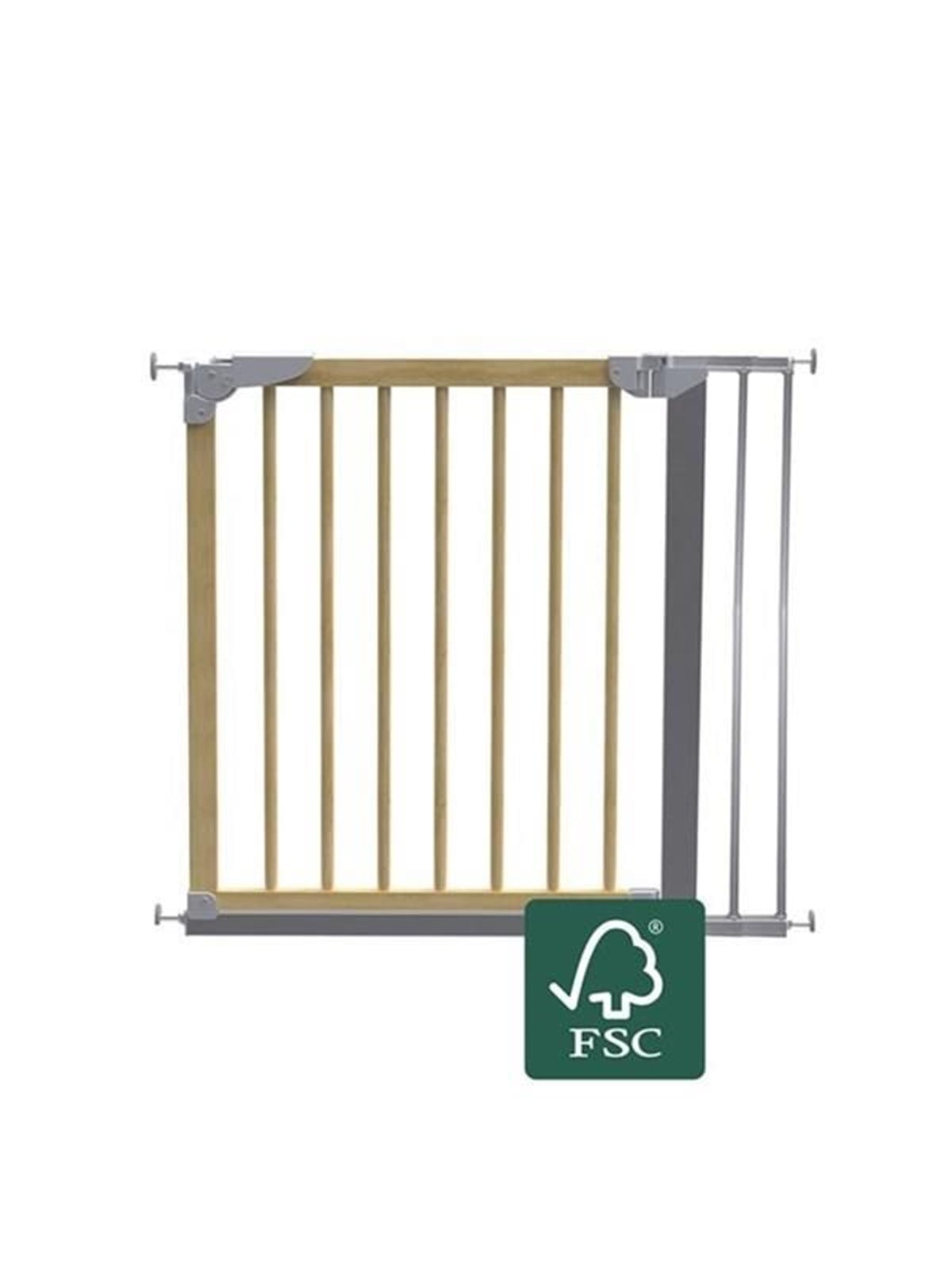 BabyDan Designer Gate mit 2 Verlängerungen, nature/ silver