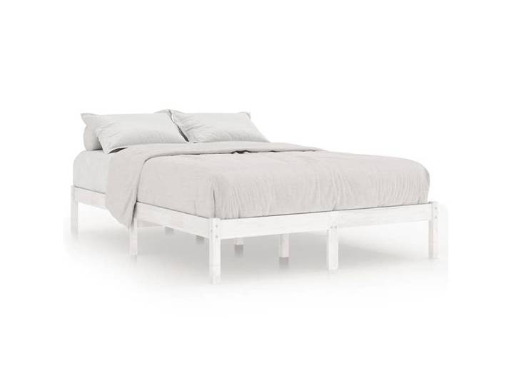 Lit chambre - VIDAXL - SOLOMON - Bois massif - 140x190 cm - Blanc - Montage simplifié