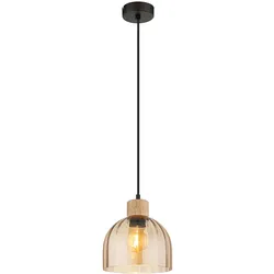 Pendelleuchte Hängeleuchte Esszimmerlampe höhenverstellbar Schwarz Glas D 20 cm
