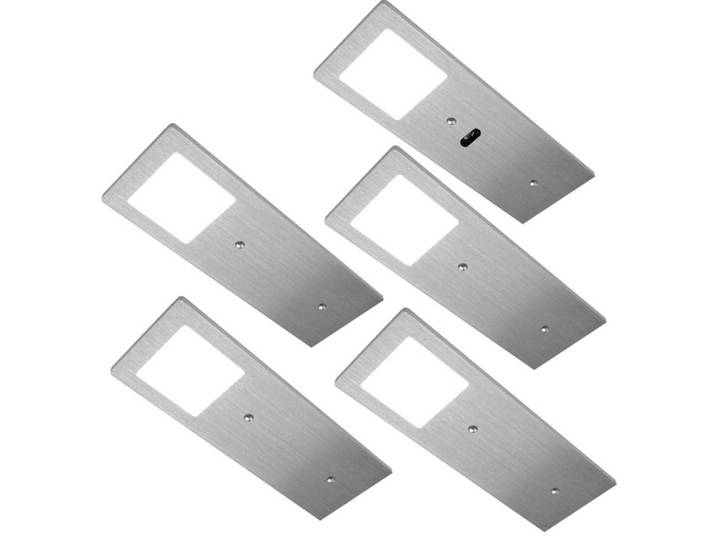 HKT Unterbauleuchten-Set, Alufarben, Metall, Kunststoff, 5-teilig, 7x0.5x19 cm, Küchen, Küchenausstattung