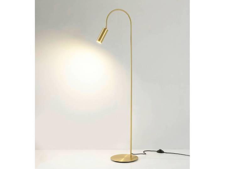 Vloerlamp 7539, satijnmessing, messing, GU10 7539, messing / goud, Woon-/ Eetkamer, Messing, Modern, vloerlamp