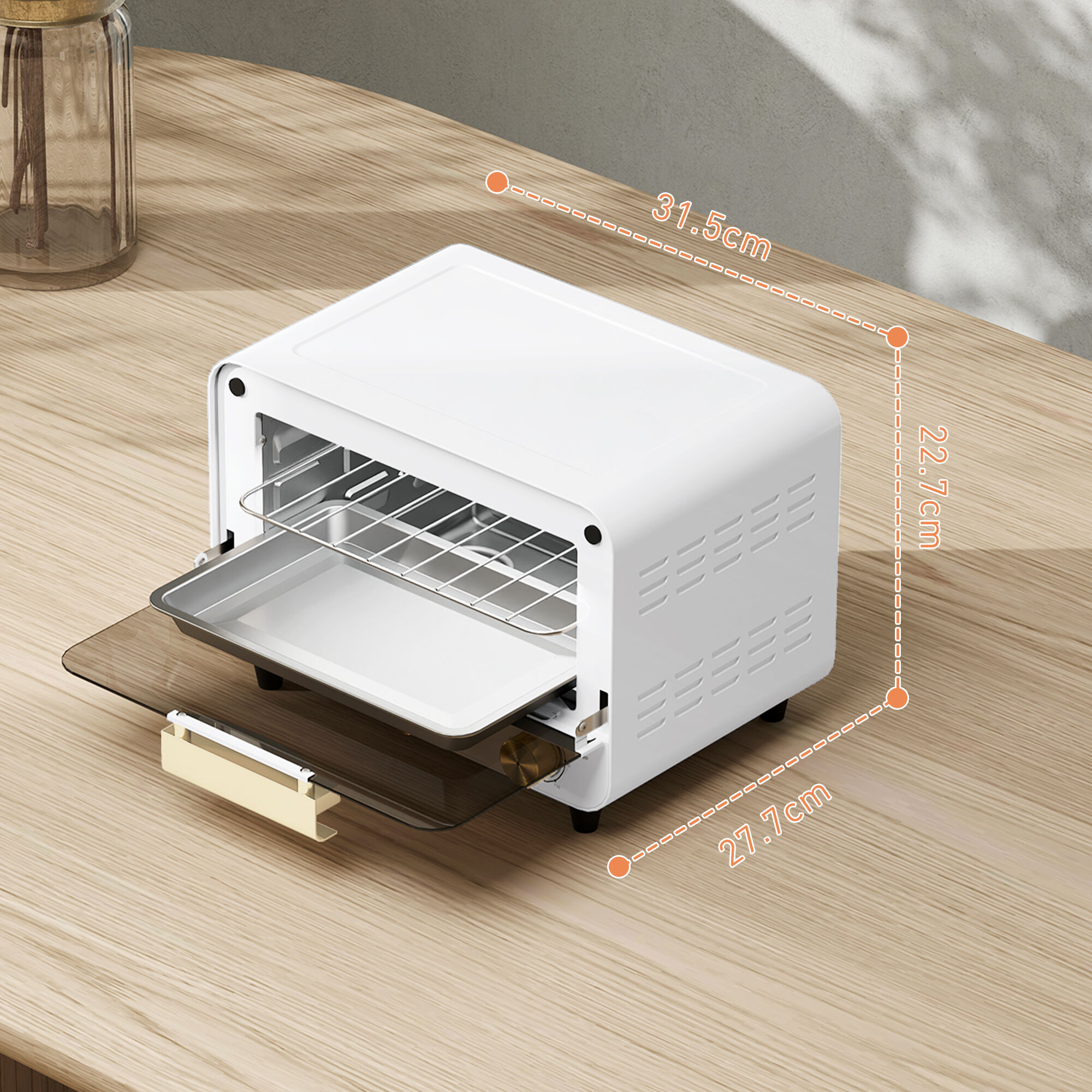 Altro Fornetto Elettrico 12l Con Timer E Temperatura Regolabile, In Acciaio E Plastica, 31.5x27.7x22.7 Cm, Bianco E Oro
