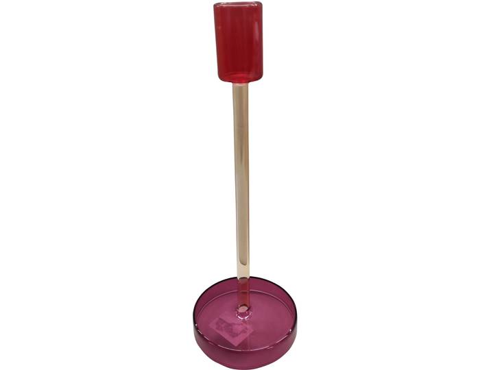 Kerzenständer Natural dunkelrot Glas H 25 cm - Kerzenständer
