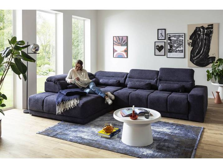 freiraum Polstergarnitur Donaugh, inkl. aller Funktionen, in blau-schwarz - 323x76x231 (BxHxT)